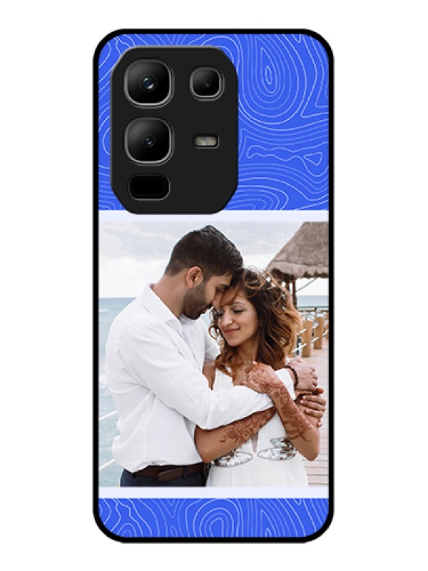 Custom Infinix Note 50x 5G Custom Metal Phone Case - Curved Line Art With Blue And White Design