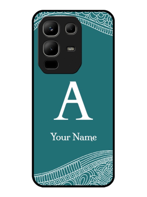 Custom Infinix Note 50x 5G Custom Metal Phone Case - Line Art Pattern With Custom Name Design