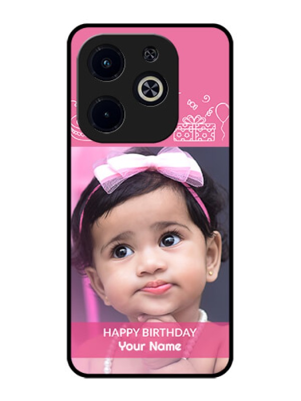 Custom Infinix Smart 8 Plus Custom Metal Phone Case - With Birthday Line Art Design