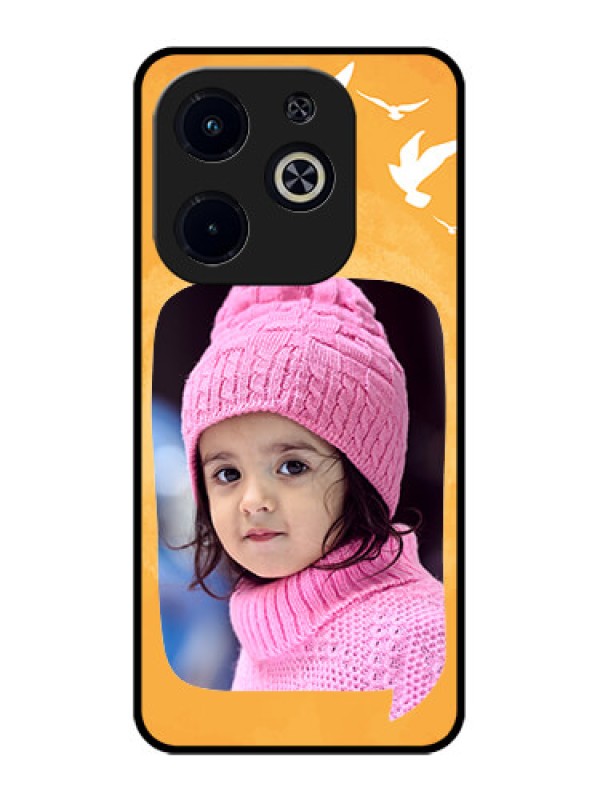 Custom Infinix Smart 8 Plus Custom Metal Phone Case - Water Color Design With Bird Icons