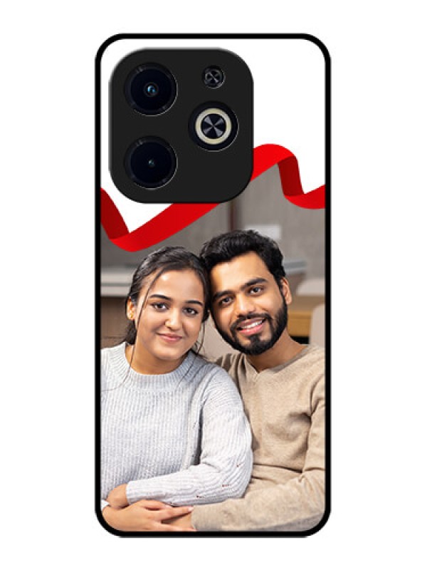 Custom Infinix Smart 8 Plus Custom Metal Phone Case - Red Ribbon Frame Design