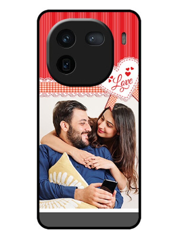 Custom iQOO 12 5G Custom Metal Phone CaseRed Love Pattern Design