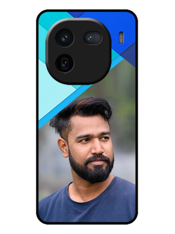 Custom iQOO 12 5G Custom Metal Phone CaseBlue Pattern Design