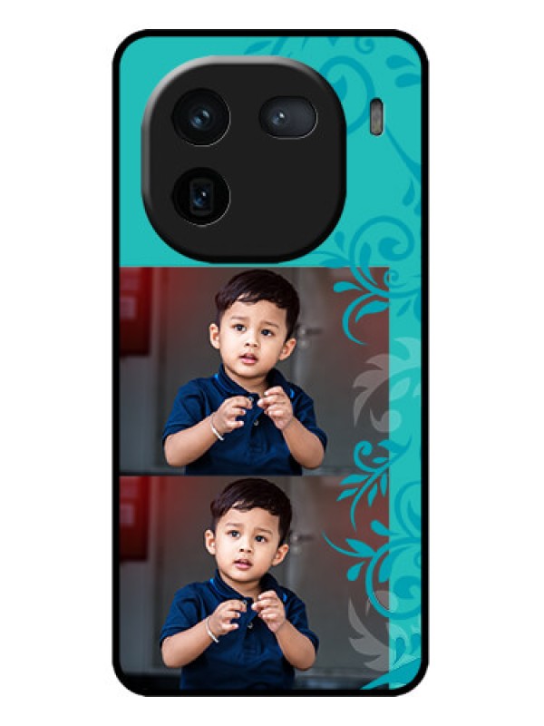 Custom iQOO 12 5G Custom Metal Phone CaseWith Photo And Green Floral Design