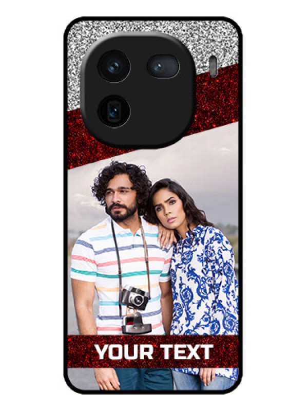 Custom iQOO 12 5G Custom Metal Phone CaseImage Holder With Glitter Strip Design