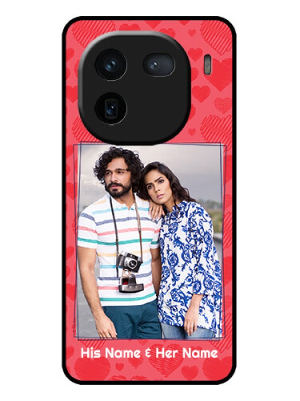 Custom iQOO 12 5G Custom Metal Phone CaseWith Red Heart Symbols Design