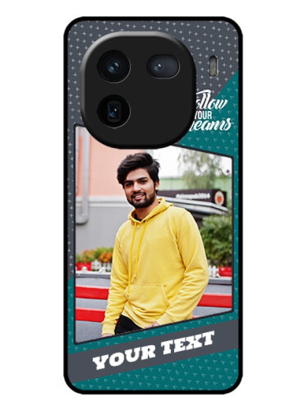 Custom iQOO 12 5G Custom Metal Phone CaseBackground Pattern Design With Quote