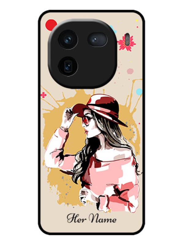 Custom iQOO 12 5G Custom Metal Phone CaseWomen With Pink Hat Design