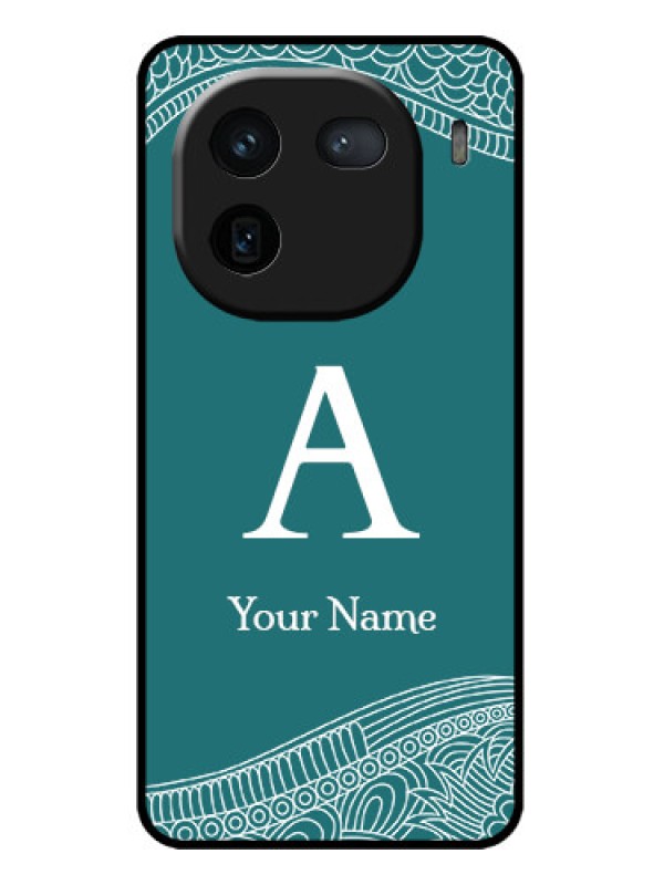Custom iQOO 12 5G Custom Metal Phone CaseLine Art Pattern With Custom Name Design