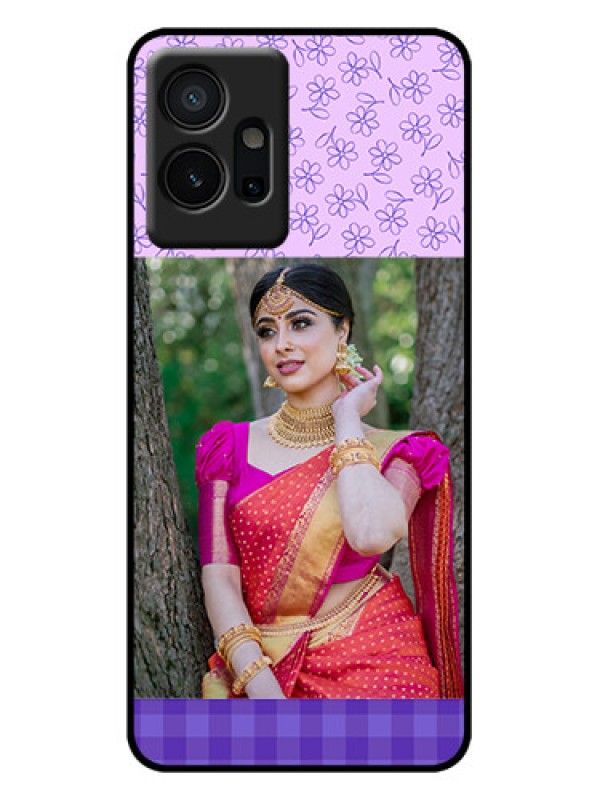 Custom iQOO Z6 5G Custom Metal Phone Case - Purple Floral Design