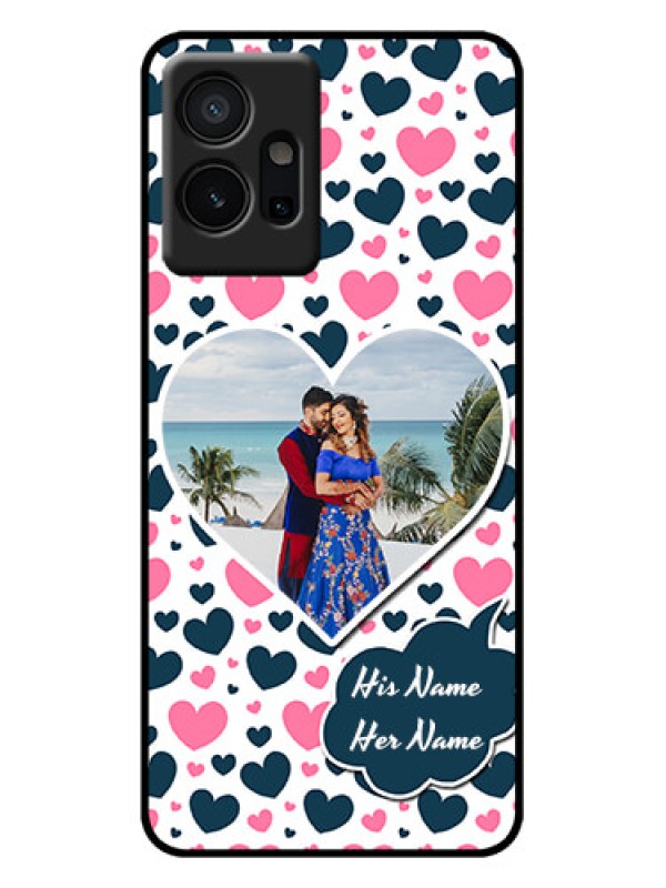 Custom iQOO Z6 5G Custom Metal Phone Case - Pink and Blue Heart Design