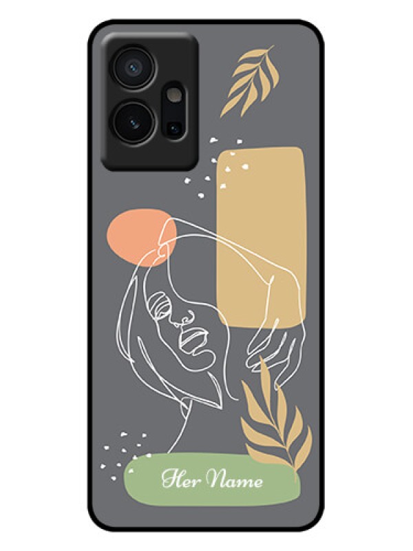 Custom iQOO Z6 5G Custom Metal Phone Case - Gazing Woman Line Art Design