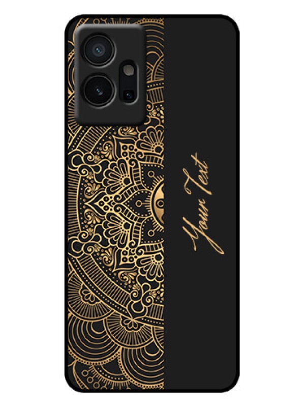 Custom iQOO Z6 5G Custom Metal Phone Case - Mandala Art With Custom Text Design
