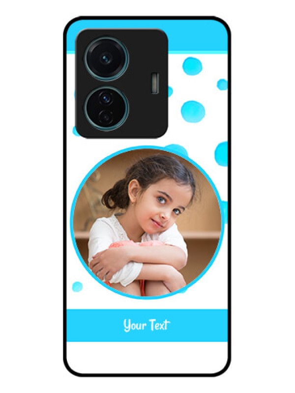 Custom iQOO Z6 Pro 5G Custom Metal Phone Case - Blue Bubbles Pattern Design