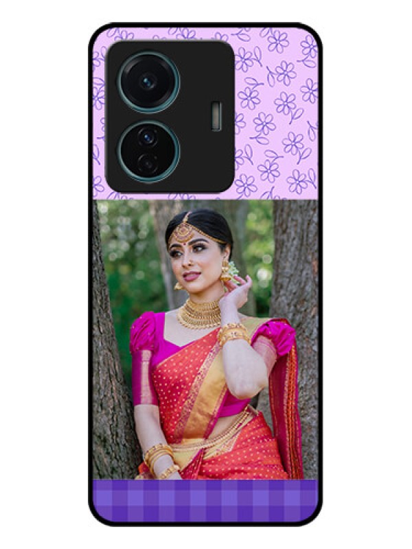 Custom iQOO Z6 Pro 5G Custom Metal Phone Case - Purple Floral Design