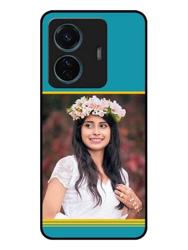 Custom iQOO Z6 Pro 5G Custom Metal Phone Case - Yellow and Blue Design