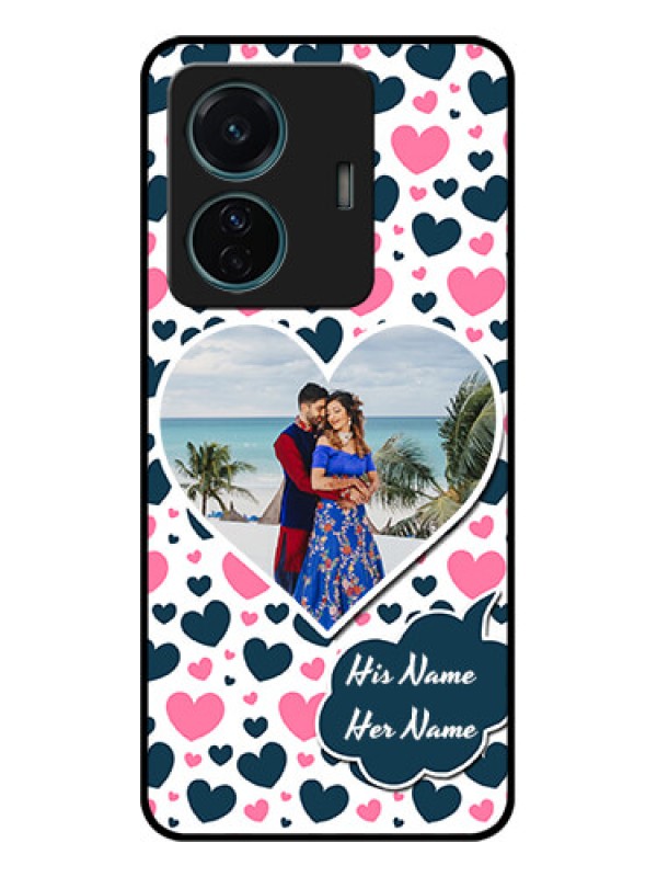 Custom iQOO Z6 Pro 5G Custom Metal Phone Case - Pink and Blue Heart Design