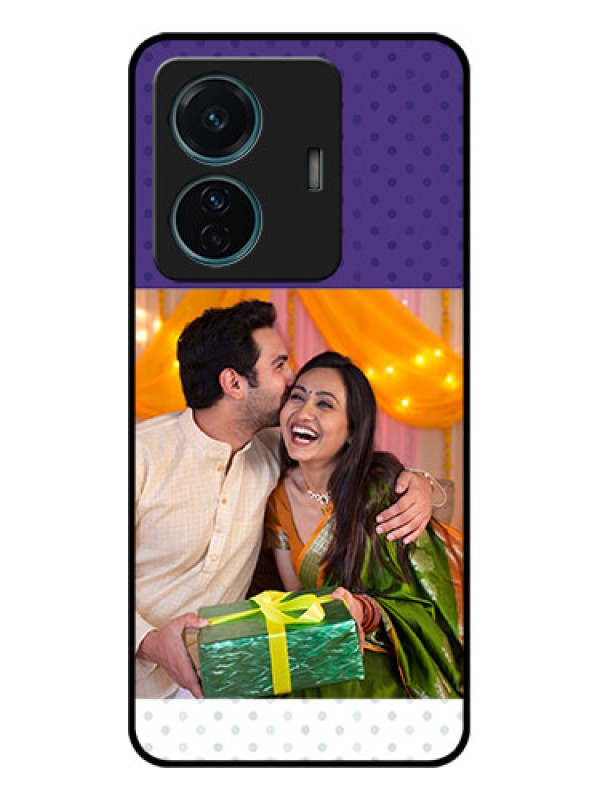 Custom iQOO Z6 Pro 5G Custom Metal Phone Case - Violet Colored Pattern Design
