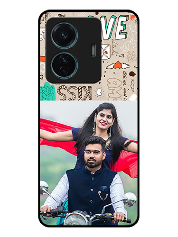 Custom iQOO Z6 Pro 5G Custom Metal Phone Case - Love Doodle Pattern