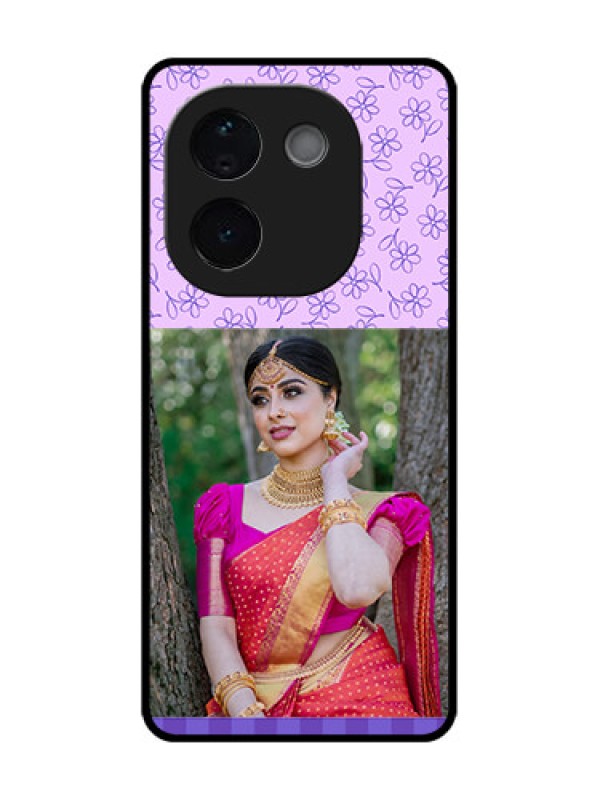 Custom iQOO Z9s Pro 5G Custom Metal Phone Case - Purple Floral Design