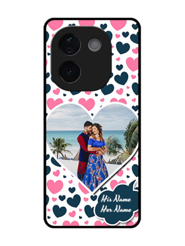 Custom iQOO Z9s Pro 5G Custom Metal Phone Case - Pink and Blue Heart Design
