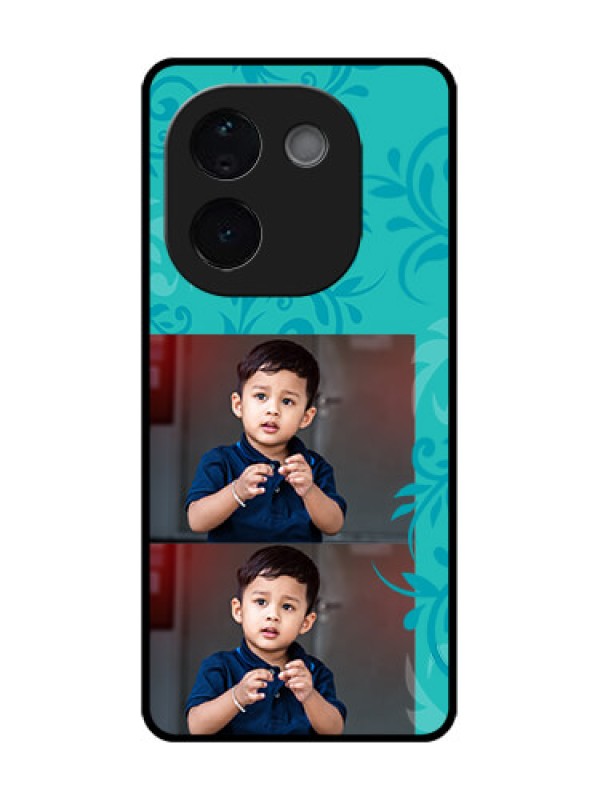 Custom iQOO Z9s Pro 5G Custom Metal Phone Case - With Photo And Green Floral Design