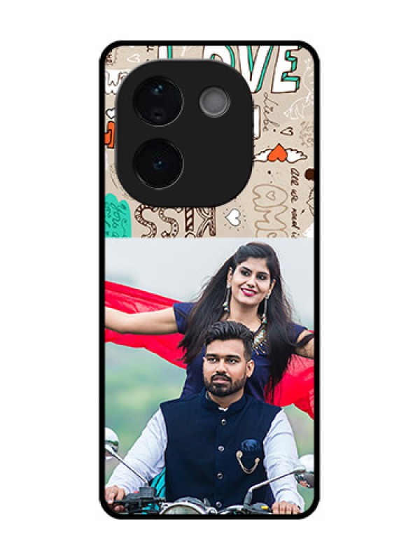 Custom iQOO Z9s Pro 5G Custom Metal Phone Case - Love Doodle Pattern