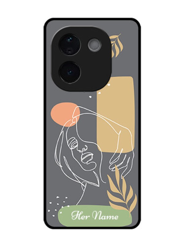 Custom iQOO Z9s Pro 5G Custom Metal Phone Case - Gazing Woman Line Art Design