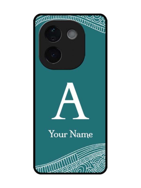 Custom iQOO Z9s Pro 5G Custom Metal Phone Case - Line Art Pattern With Custom Name Design
