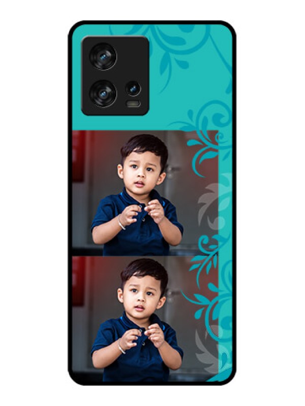 Custom Motorola Edge 30 Fusion Custom Metal Phone Case - With Photo And Green Floral Design