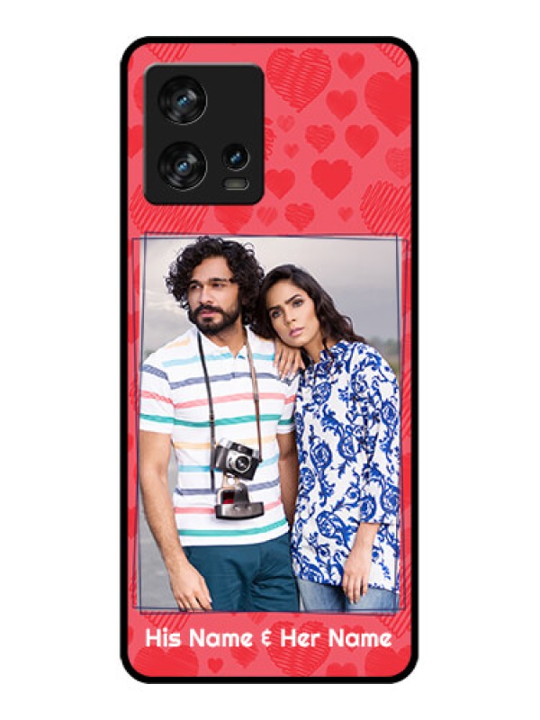 Custom Motorola Edge 30 Fusion Custom Metal Phone Case - With Red Heart Symbols Design
