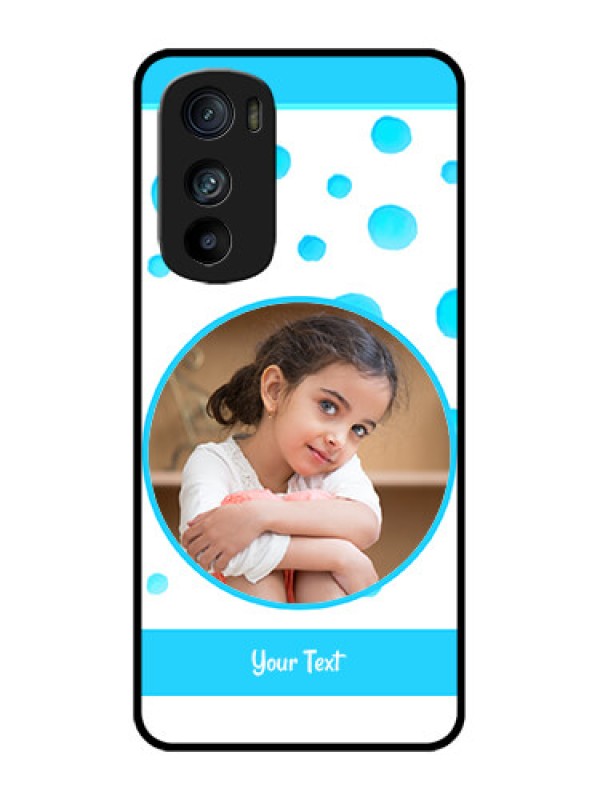 Custom Motorola Edge 30 Custom Metal Phone Case - Blue Bubbles Pattern Design