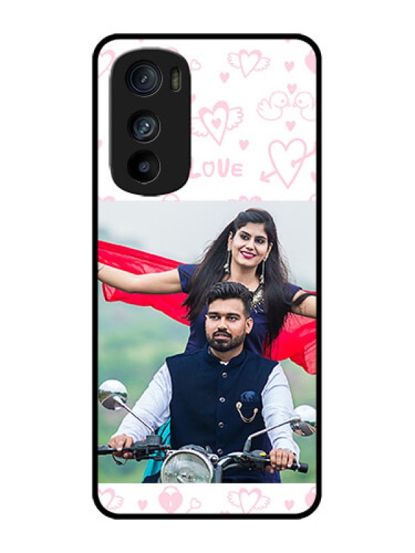 Custom Motorola Edge 30 Custom Metal Phone Case - Pink Flying Heart Design