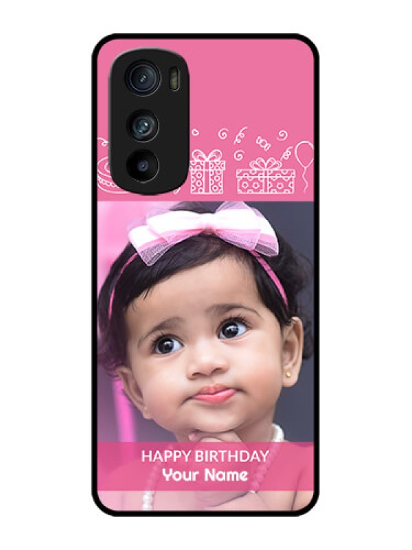 Custom Motorola Edge 30 Custom Metal Phone Case - With Birthday Line Art Design