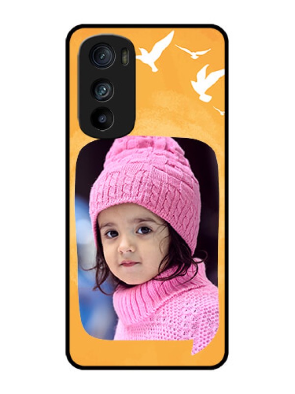 Custom Motorola Edge 30 Custom Metal Phone Case - Water Color Design With Bird Icons