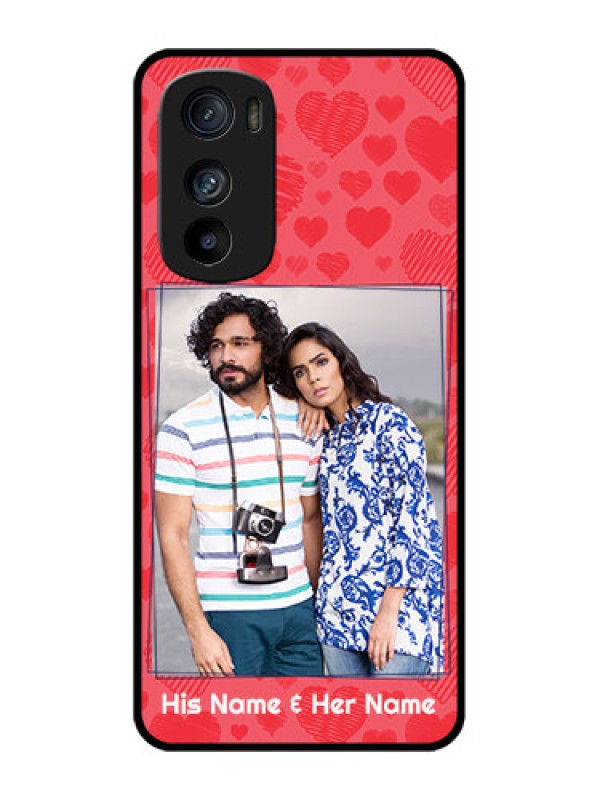 Custom Motorola Edge 30 Custom Metal Phone Case - With Red Heart Symbols Design