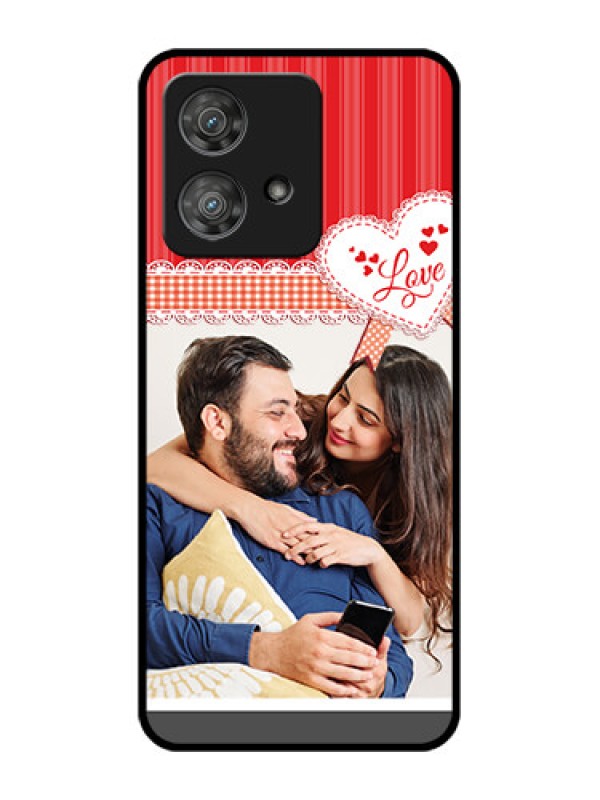 Custom Motorola Edge 40 Neo Custom Metal Phone CaseRed Love Pattern Design