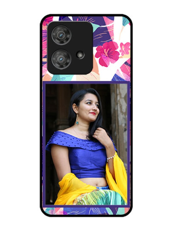 Custom Motorola Edge 40 Neo Custom Metal Phone CaseAbstract Floral Design