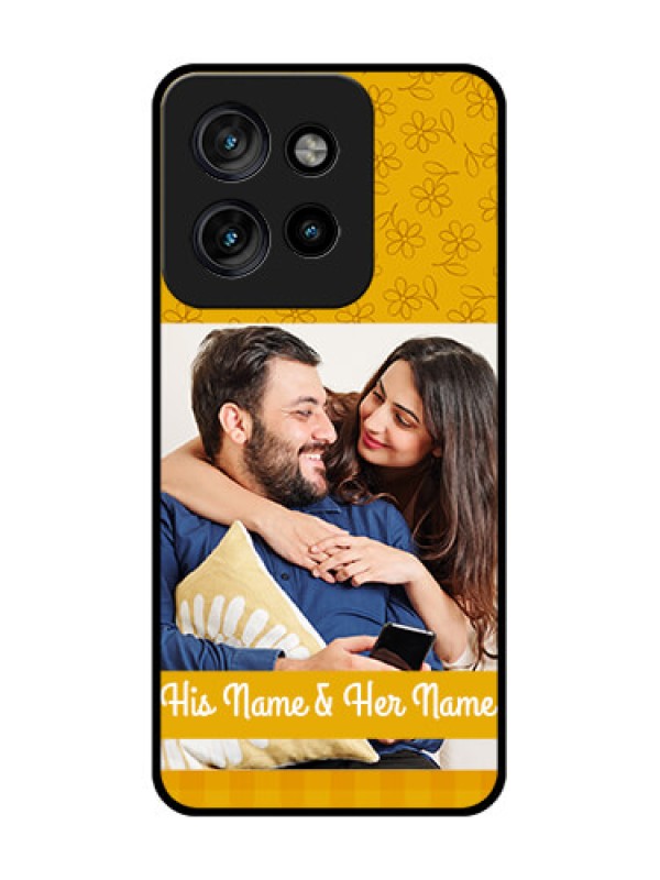 Custom Motorola Edge 50 Neo Custom Metal Phone Case - Yellow Floral Design