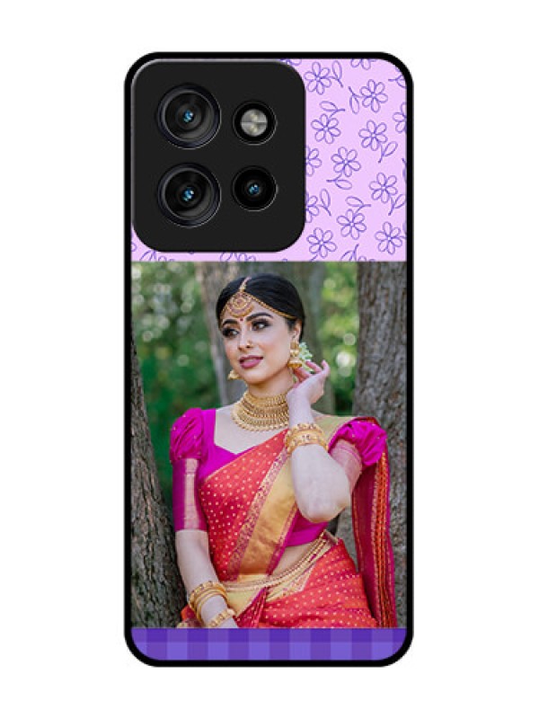 Custom Motorola Edge 50 Neo Custom Metal Phone Case - Purple Floral Design