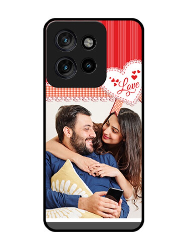 Custom Motorola Edge 50 Neo Custom Metal Phone Case - Red Love Pattern Design