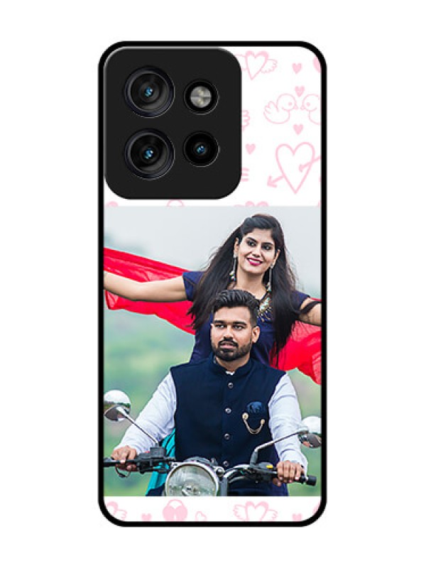 Custom Motorola Edge 50 Neo Custom Metal Phone Case - Pink Flying Heart Design