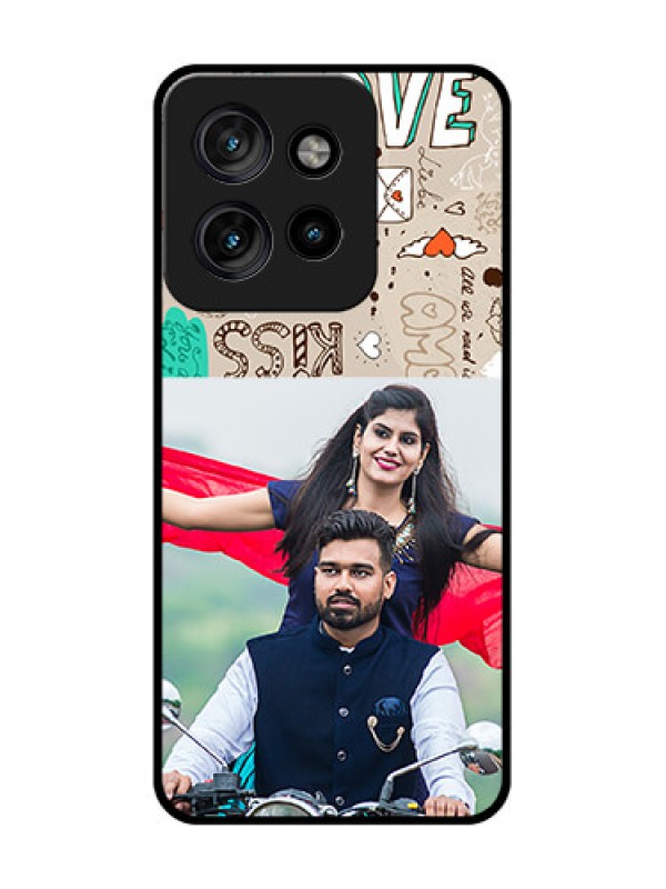 Custom Motorola Edge 50 Neo Custom Metal Phone Case - Love Doodle Pattern