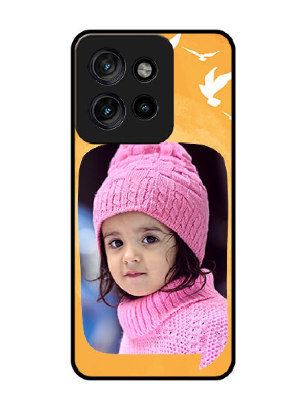 Custom Motorola Edge 50 Neo Custom Metal Phone Case - Water Color Design With Bird Icons