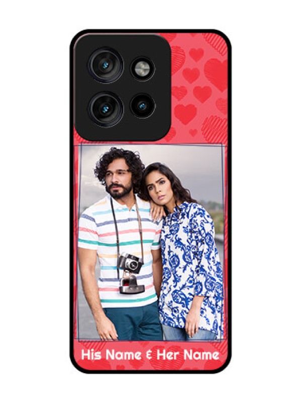 Custom Motorola Edge 50 Neo Custom Metal Phone Case - With Red Heart Symbols Design