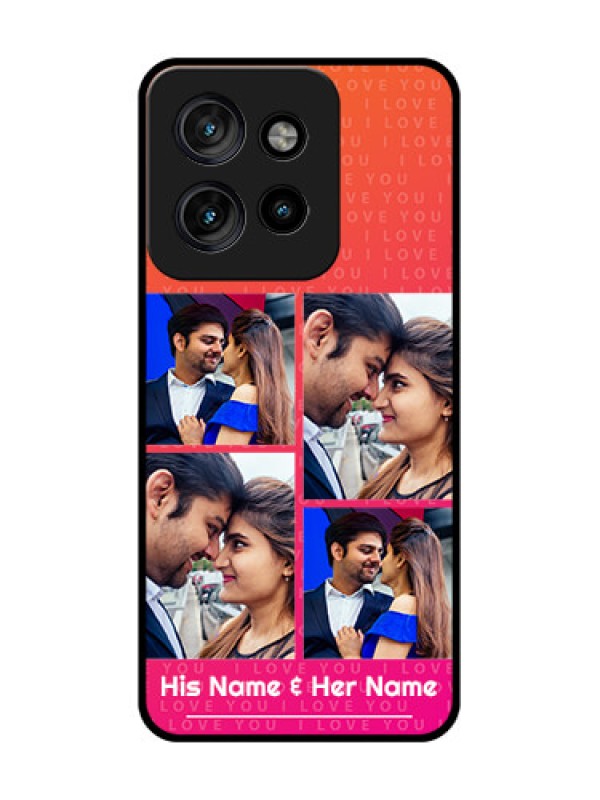 Custom Motorola Edge 50 Neo Custom Metal Phone Case - I Love You Pink Design