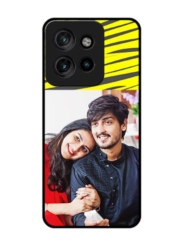 Custom Motorola Edge 50 Neo Custom Metal Phone Case - Yellow Abstract Design