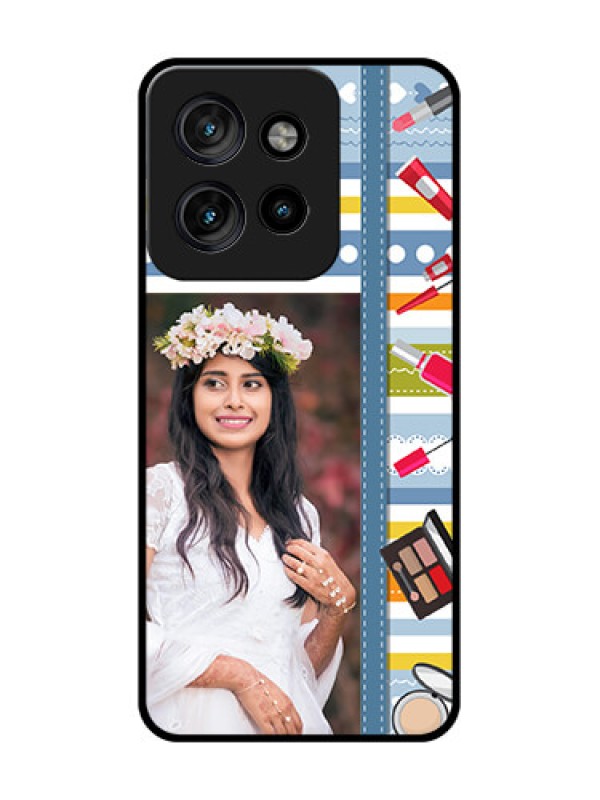 Custom Motorola Edge 50 Neo Custom Metal Phone Case - Makeup Icons Design