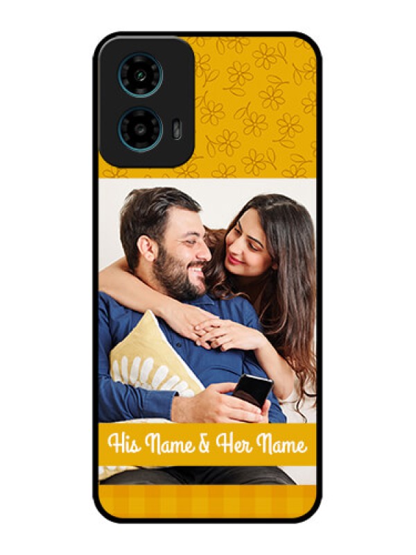 Custom Motorola G45 5G Custom Metal Phone Case - Yellow Floral Design