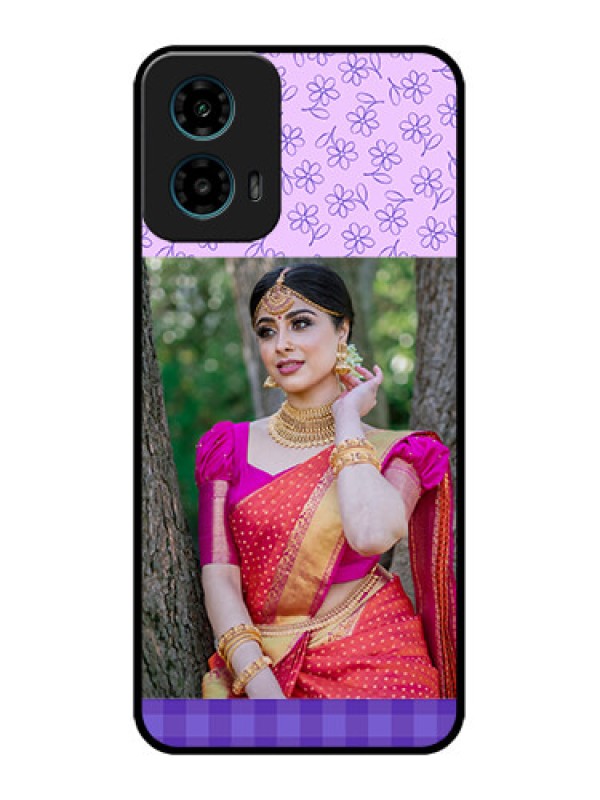Custom Motorola G45 5G Custom Metal Phone Case - Purple Floral Design